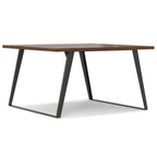 54" Walnut And Graphite Wood And Iron Frame Base Square Dining Table