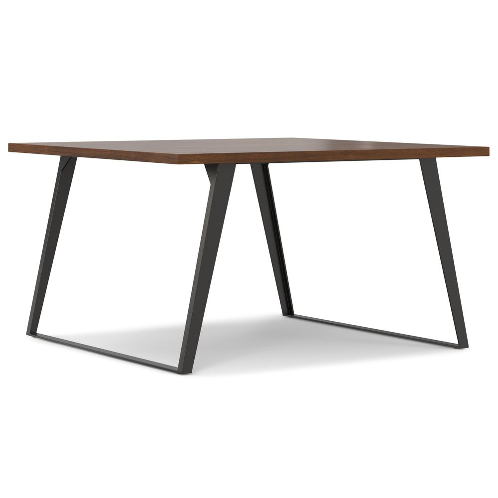 54" Walnut And Graphite Wood And Iron Frame Base Square Dining Table