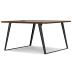 54" Walnut And Graphite Wood And Iron Frame Base Square Dining Table