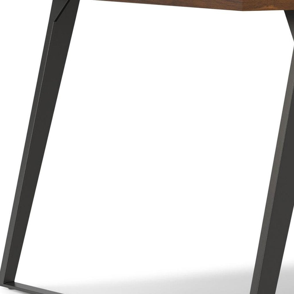 54" Walnut And Graphite Wood And Iron Frame Base Square Dining Table