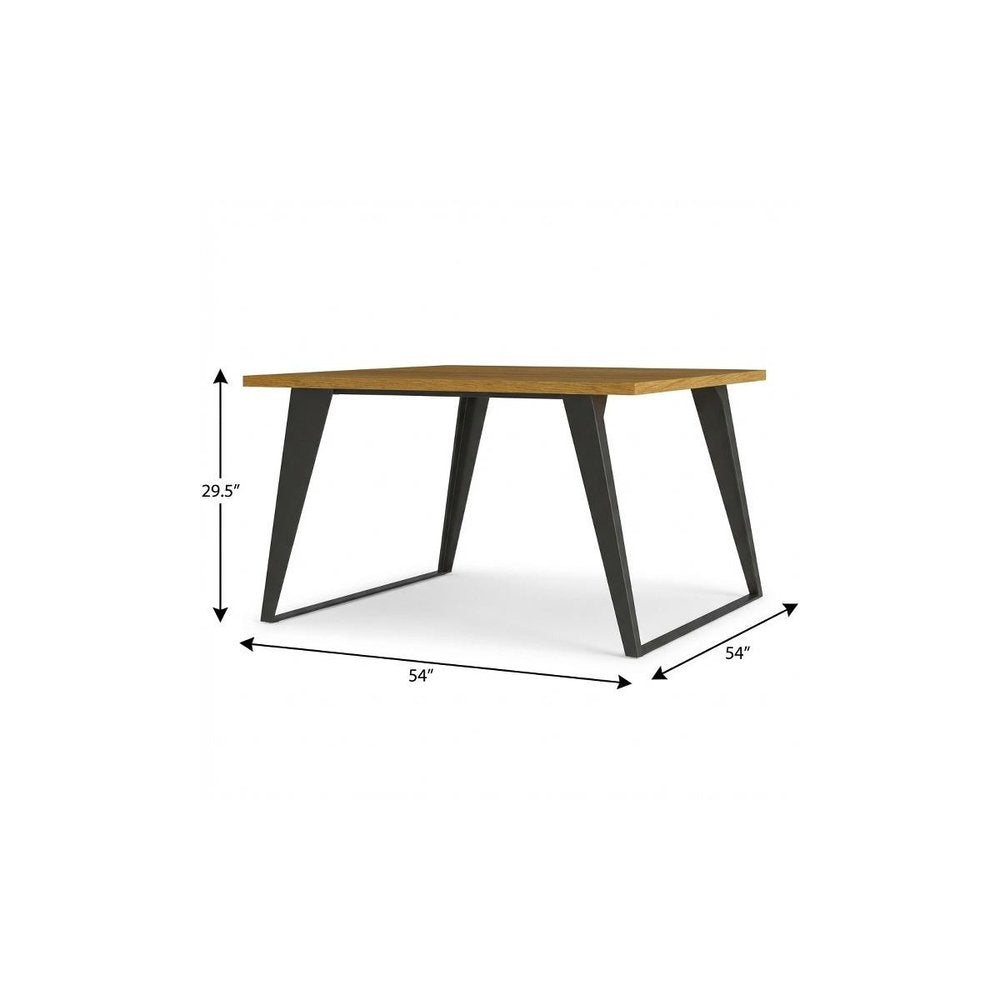 54" Walnut And Graphite Wood And Iron Frame Base Square Dining Table