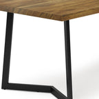 72" Light Brown And Charcoal Solid Wood And Iron Frame Base Dining Table