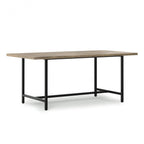 72" Natural And Black Solid Wood And Iron Dining Table