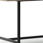 72" Natural And Black Solid Wood And Iron Dining Table