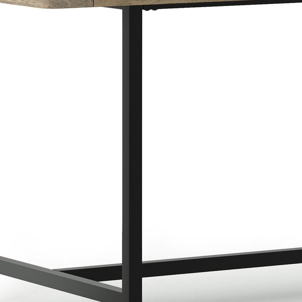 72" Natural And Black Solid Wood And Iron Dining Table