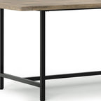 72" Natural And Black Solid Wood And Iron Dining Table