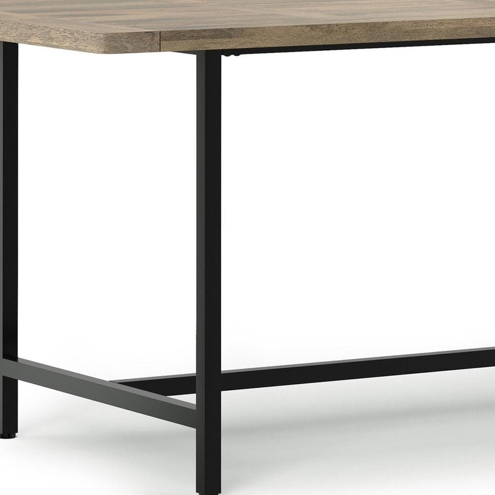 72" Natural And Black Solid Wood And Iron Dining Table