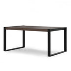 66" Light Brown And Black Solid Wood And Iron Frame Base Dining Table