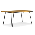 66" Oak And Black Wood And Iron Dining Table