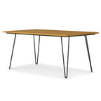 66" Oak And Black Wood And Iron Dining Table