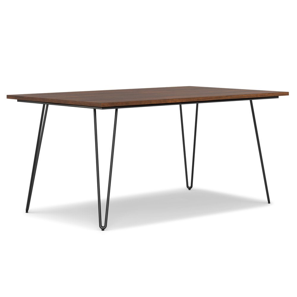 66" Oak And Black Wood And Iron Dining Table