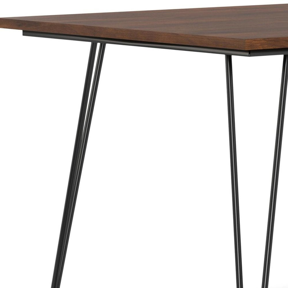 66" Oak And Black Wood And Iron Dining Table