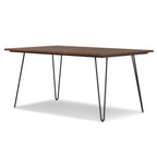 66" Oak And Black Wood And Iron Dining Table