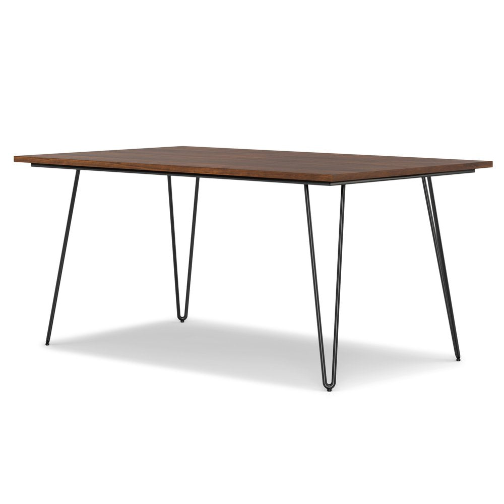 66" Oak And Black Wood And Iron Dining Table
