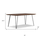 66" Oak And Black Wood And Iron Dining Table
