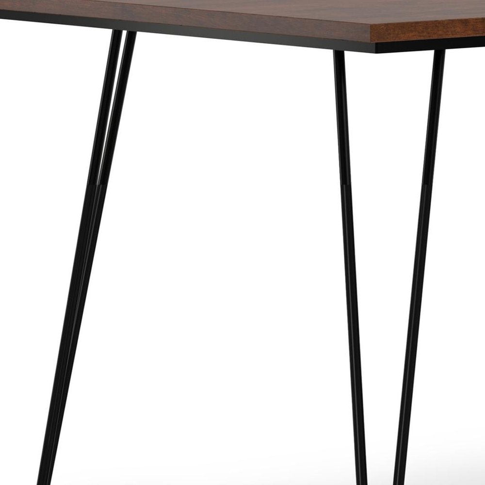 66" Oak And Black Wood And Iron Dining Table