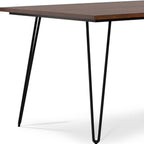 66" Oak And Black Wood And Iron Dining Table