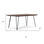 66" Oak And Black Wood And Iron Dining Table