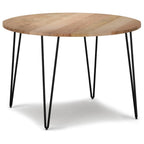 45" Natural And Black Solid Wood And Iron Round Top Dining Table