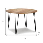 45" Natural And Black Solid Wood And Iron Round Top Dining Table