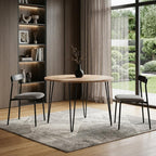 45" Natural And Black Solid Wood And Iron Round Top Dining Table