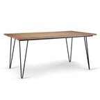 66" Oak And Black Wood And Iron Dining Table