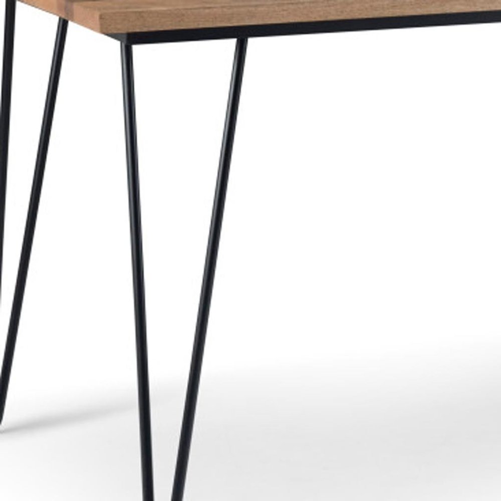 66" Oak And Black Wood And Iron Dining Table