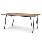 66" Oak And Black Wood And Iron Dining Table