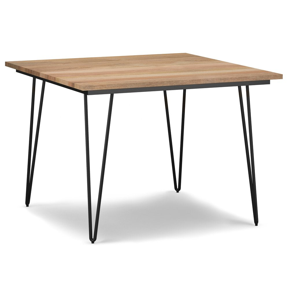 45" Natural And Black Solid Wood And Iron Round Top Dining Table