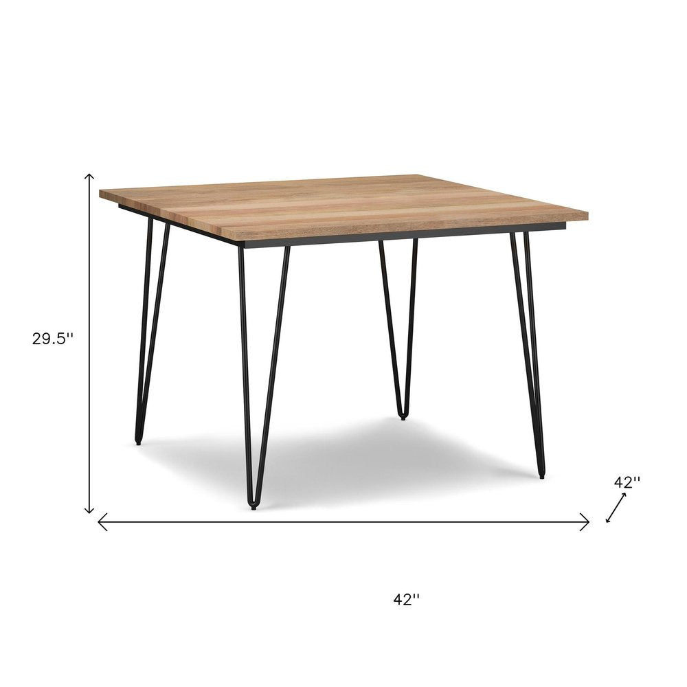 45" Natural And Black Solid Wood And Iron Round Top Dining Table