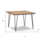 45" Natural And Black Solid Wood And Iron Round Top Dining Table