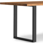 72" Natural And Black Solid Wood And Iron Frame Base Live Edge Dining Table