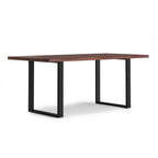 72" Natural And Black Solid Wood And Iron Frame Base Live Edge Dining Table