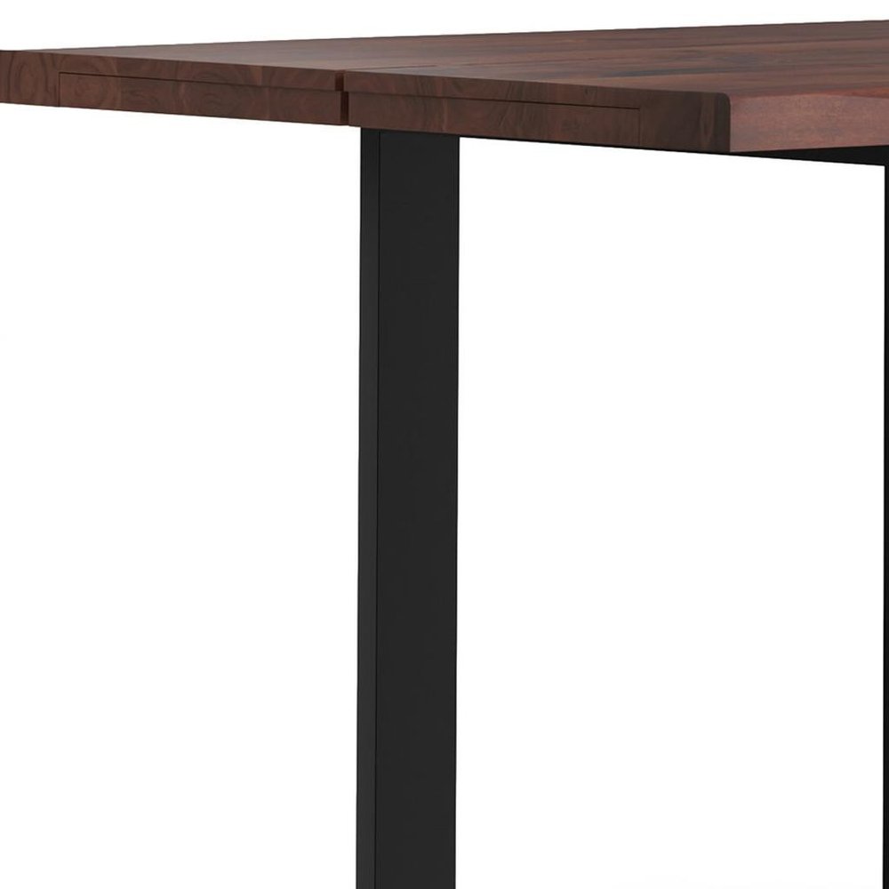 72" Natural And Black Solid Wood And Iron Frame Base Live Edge Dining Table