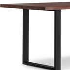 72" Natural And Black Solid Wood And Iron Frame Base Live Edge Dining Table