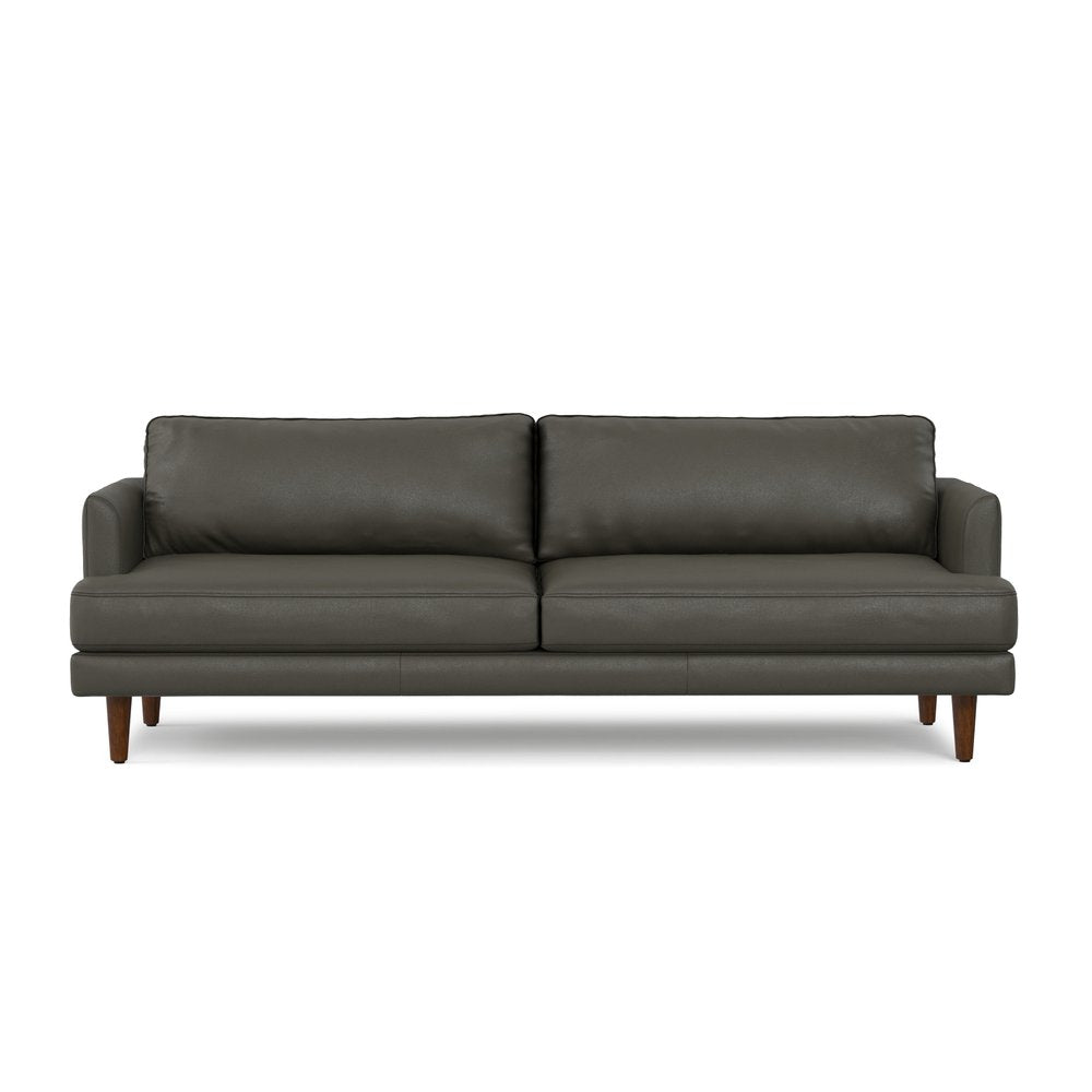 90" Dark Slate Gray Top Grain Leather Sofa