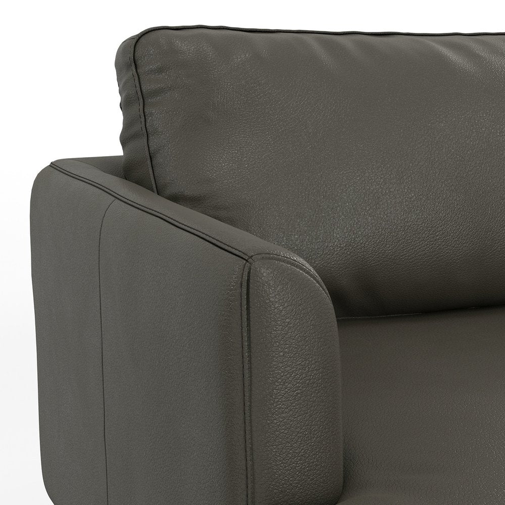 90" Dark Slate Gray Top Grain Leather Sofa