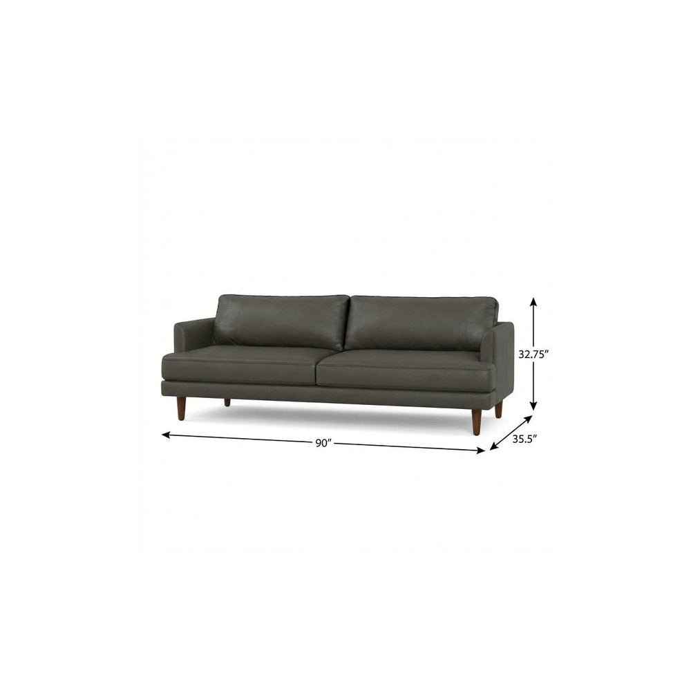 90" Dark Slate Gray Top Grain Leather Sofa