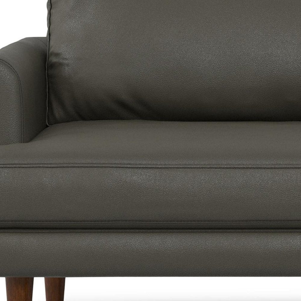 90" Dark Slate Gray Top Grain Leather Sofa