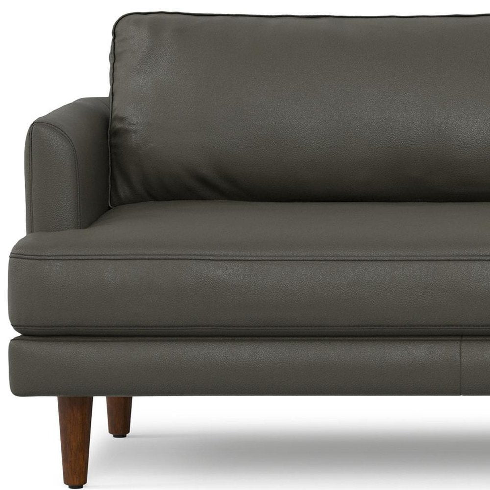 90" Dark Slate Gray Top Grain Leather Sofa