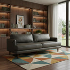 90" Dark Slate Gray Top Grain Leather Sofa