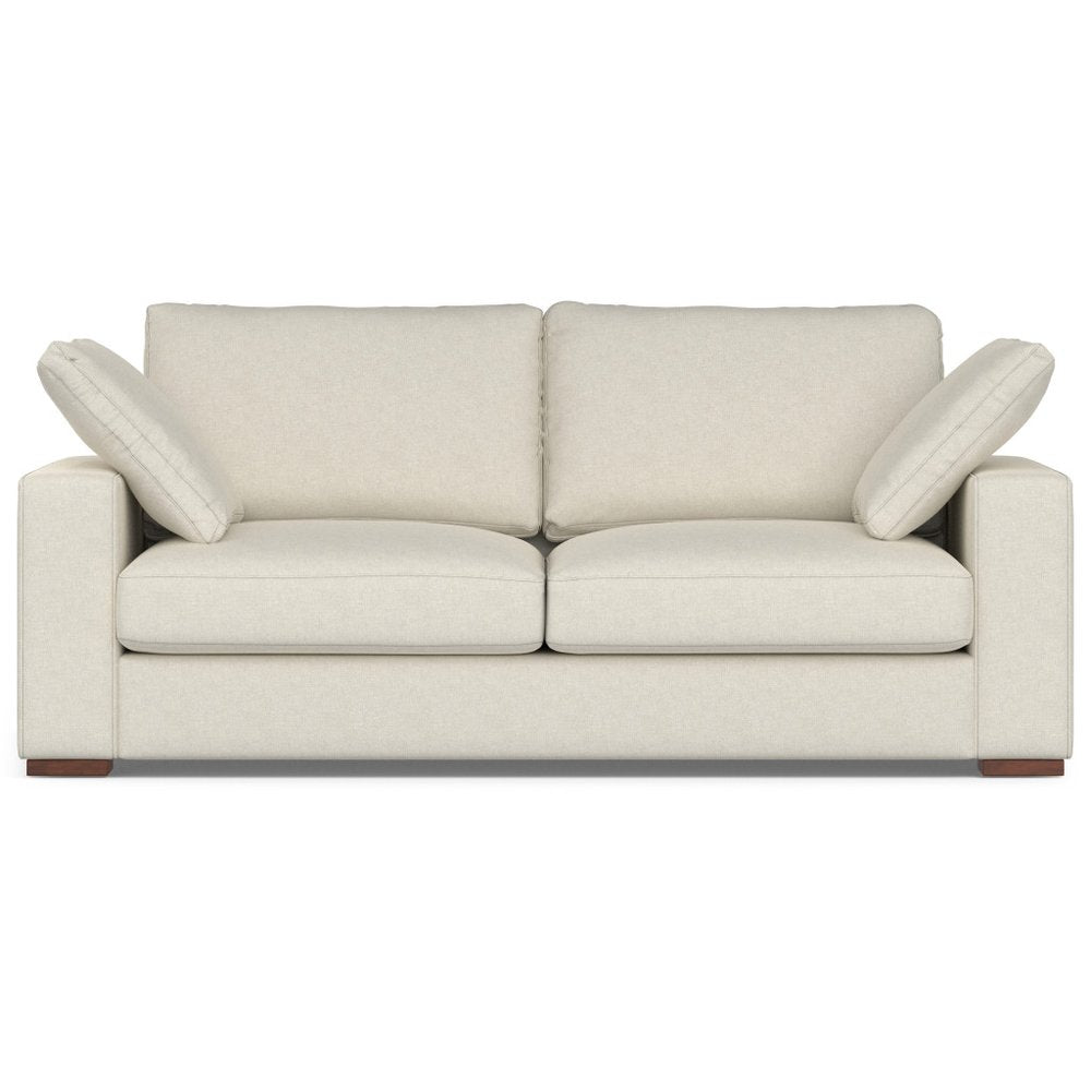 78" Cream Upholstered Sofa With Toss Pillows