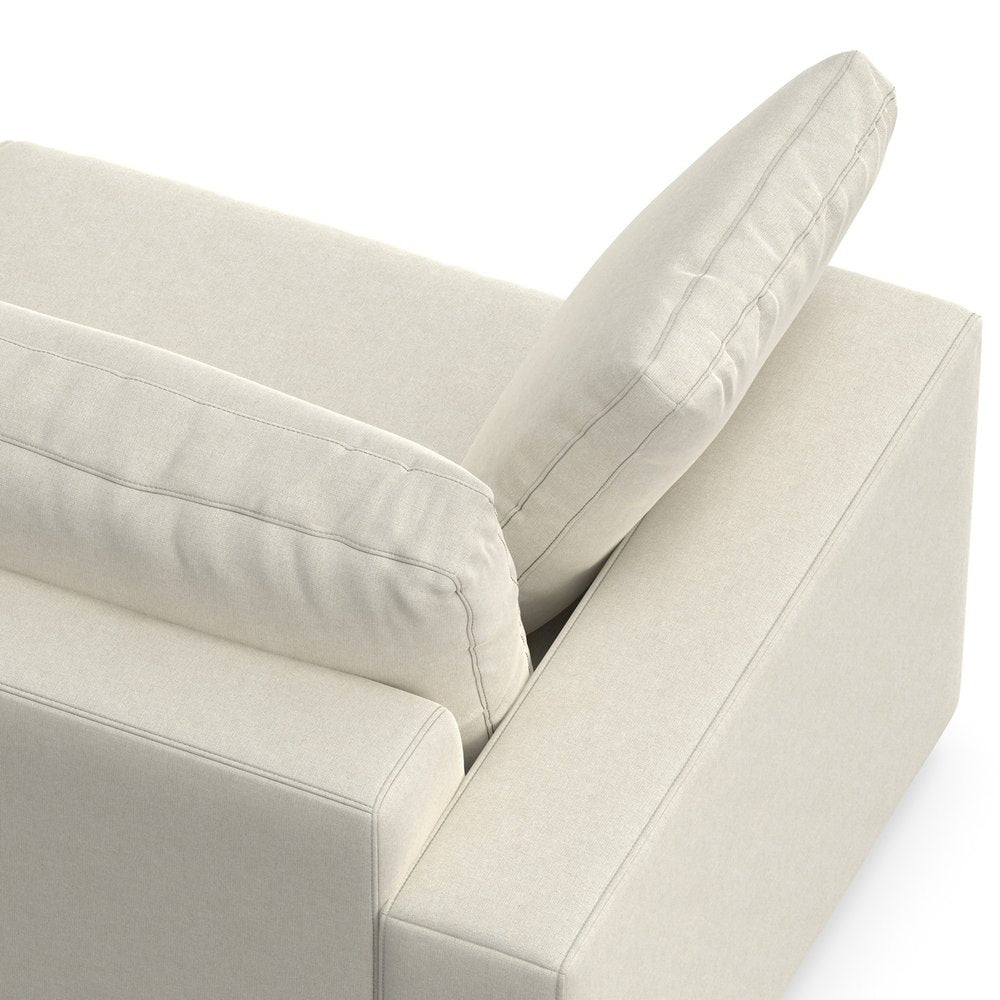 78" Cream Upholstered Sofa With Toss Pillows