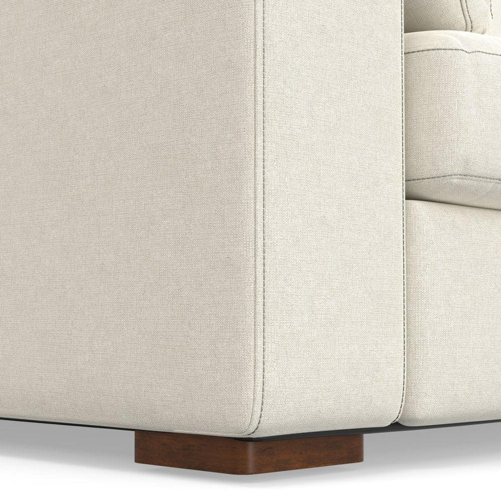 78" Cream Upholstered Sofa With Toss Pillows