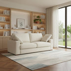 78" Cream Upholstered Sofa With Toss Pillows