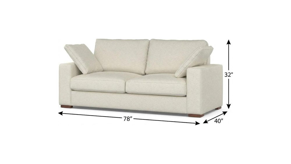 78" Cream Upholstered Sofa With Toss Pillows