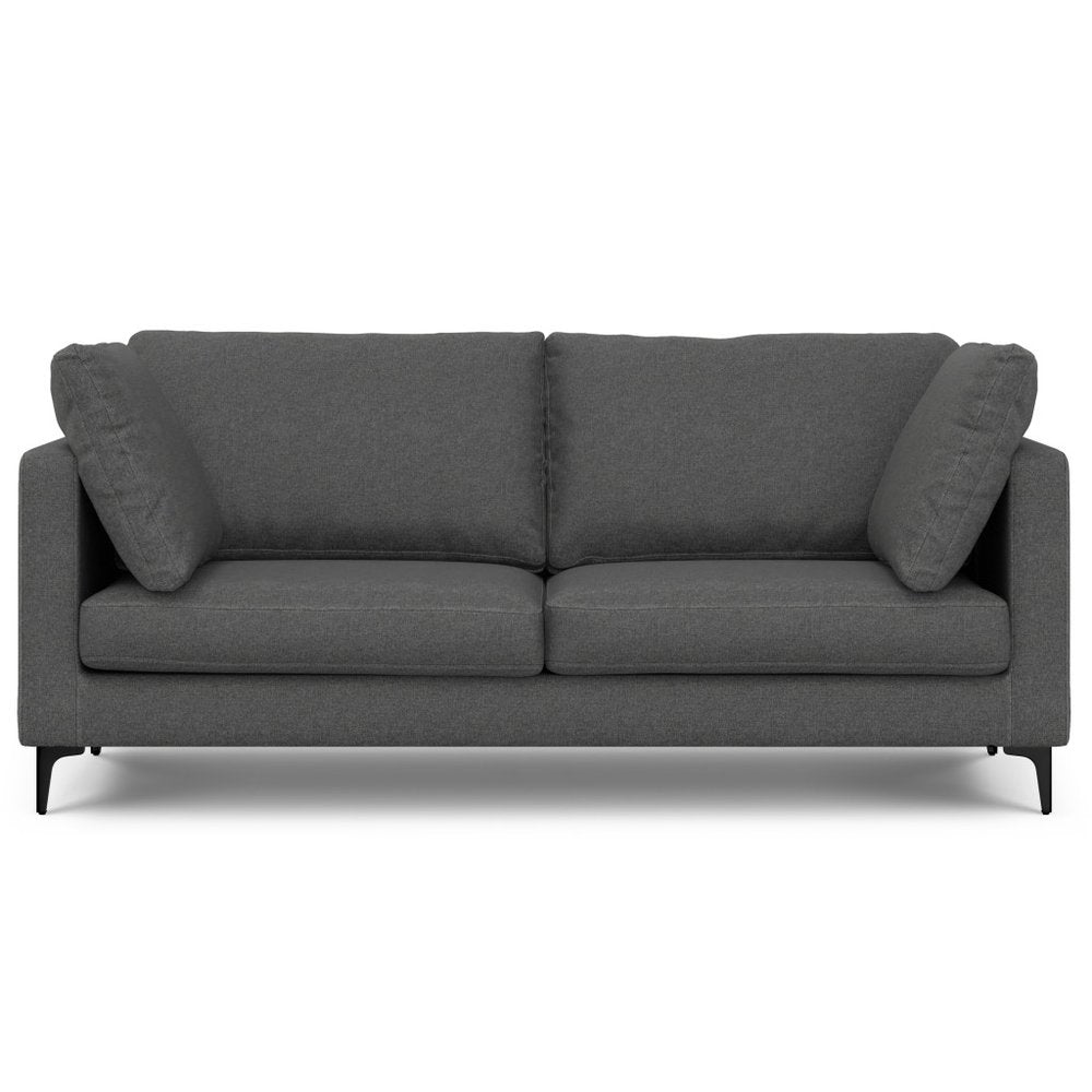 76" Gray Upholstered Sofa With Toss Pillows