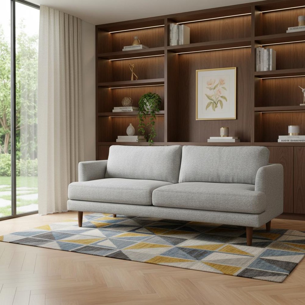 76" Gray Upholstered Sofa