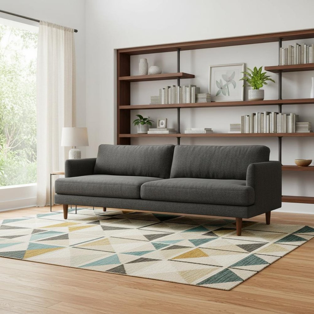 90" Charcoal Upholstered Sofa