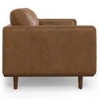 89" Brown Italian Leather Sofa With Toss Pillows